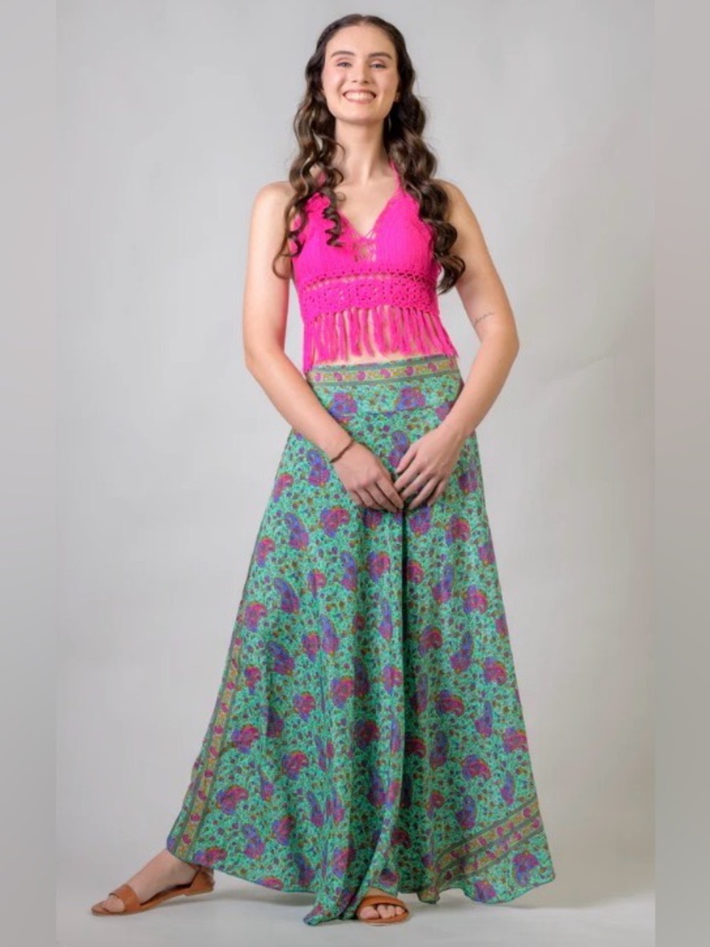 NWT Rhea flowy soft silk blend maxi skirt